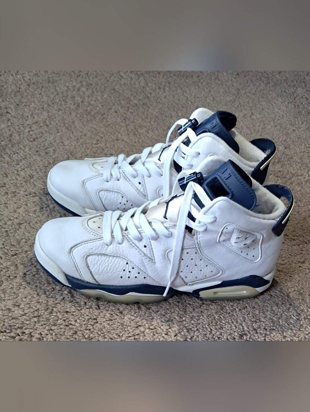 Jordan 6 Retro Midnight Blue White Shoes Size 6.5Y Womens 8 - Picture 2 of 8